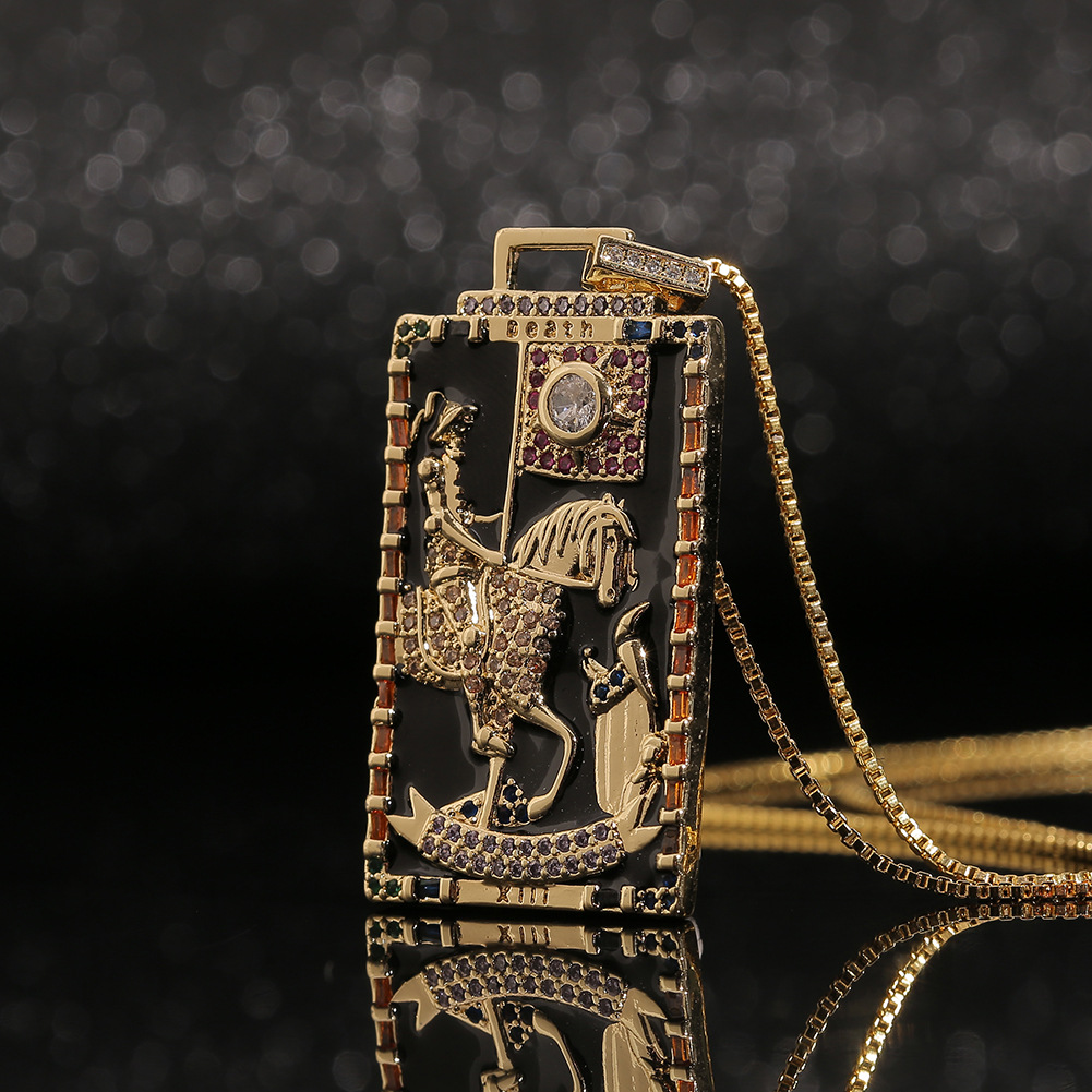Fashion New Oil Drop Tarot Pendant Copper Zircon Necklace Wholesale Nihaojewelry display picture 25