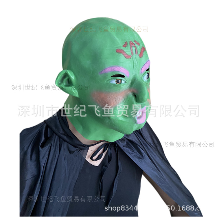 Cruzar la frontera nueva boca torcida verde cabeza monstruo máscara de Halloween horror sombrerería fábrica al por mayor