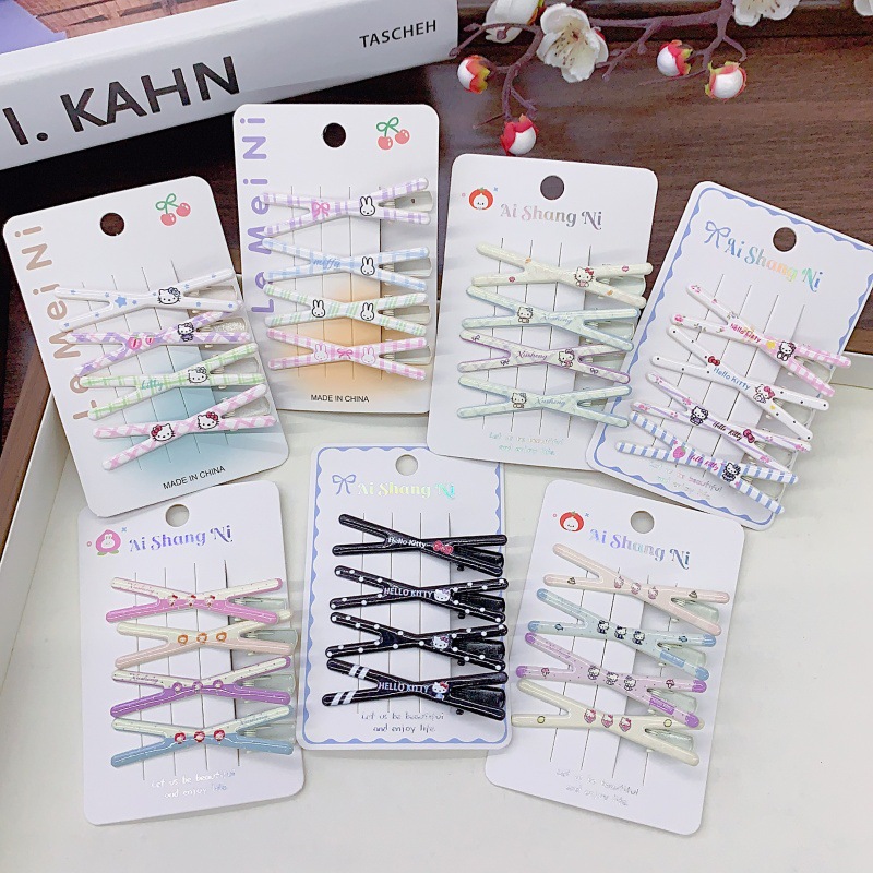 新款发饰批发小清新学生少女甜美4只装X款发夹压夹刘海碎发边夹