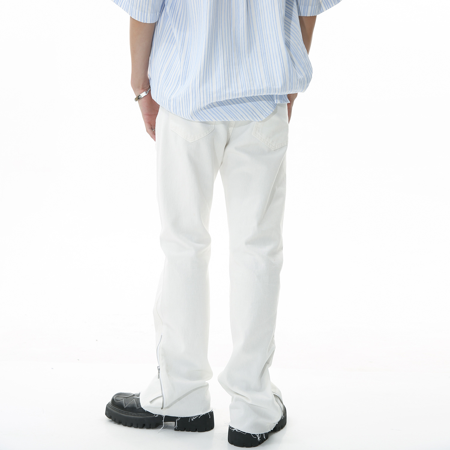 Ropa de hombre MTLClothes | 2023 Four Seasons New Casual coreano Delgado Pantalones rectos de mezclilla de cintura media alta