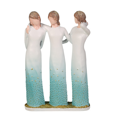 Cross-border character ornaments, three sisters, home entrance, living room, wine cabinet, office resin ornaments, creative bestie gifts