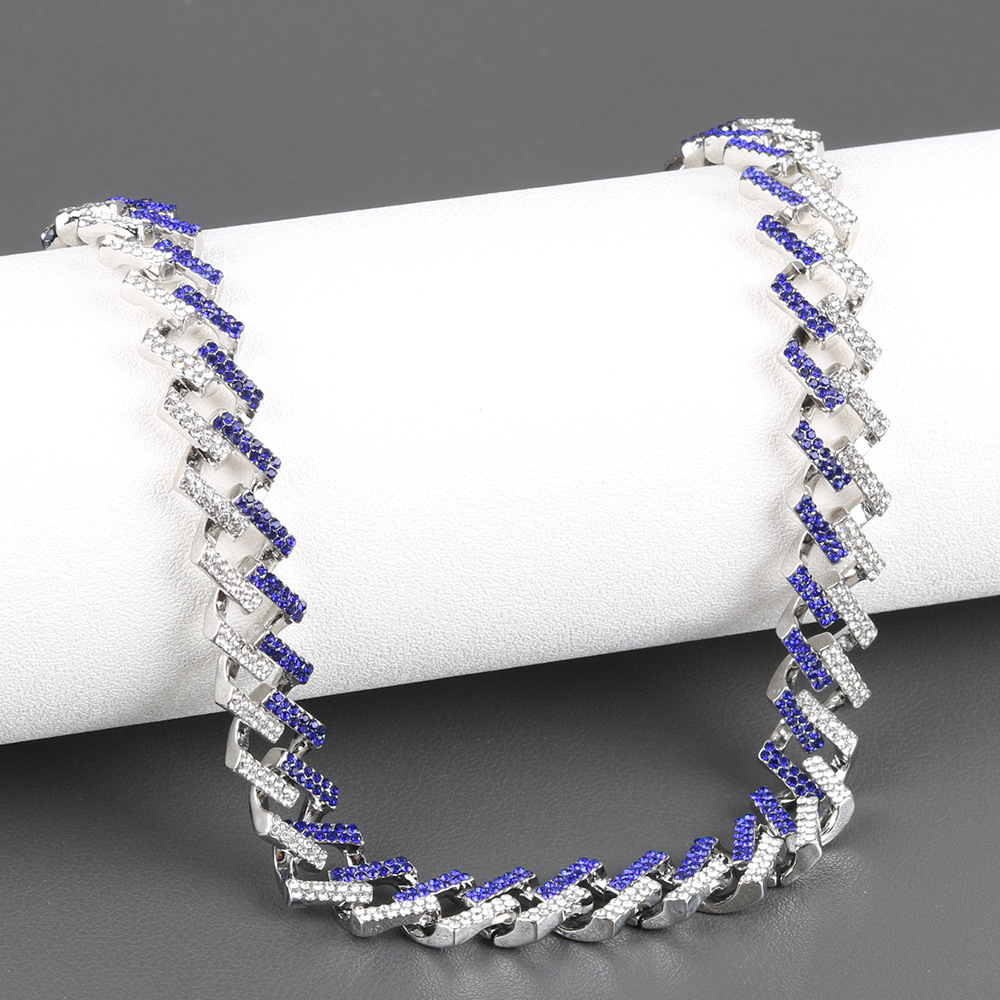 15mm Strip Dense Cuban Chain Couple Miami Luxury Two tone Hip Hop Necklace_voghion.com