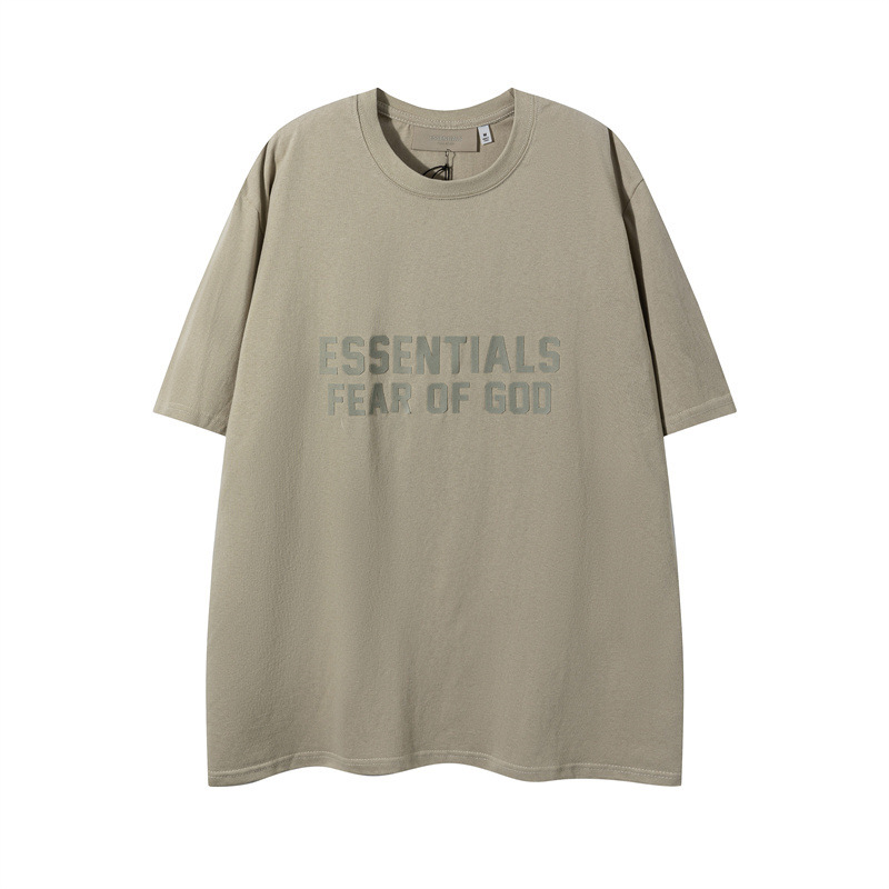 FOG ESSENTIALS pecho tridimensional flocado letras impresas de la calle europea y americana suelta cuello redondo manga corta Camiseta moda
