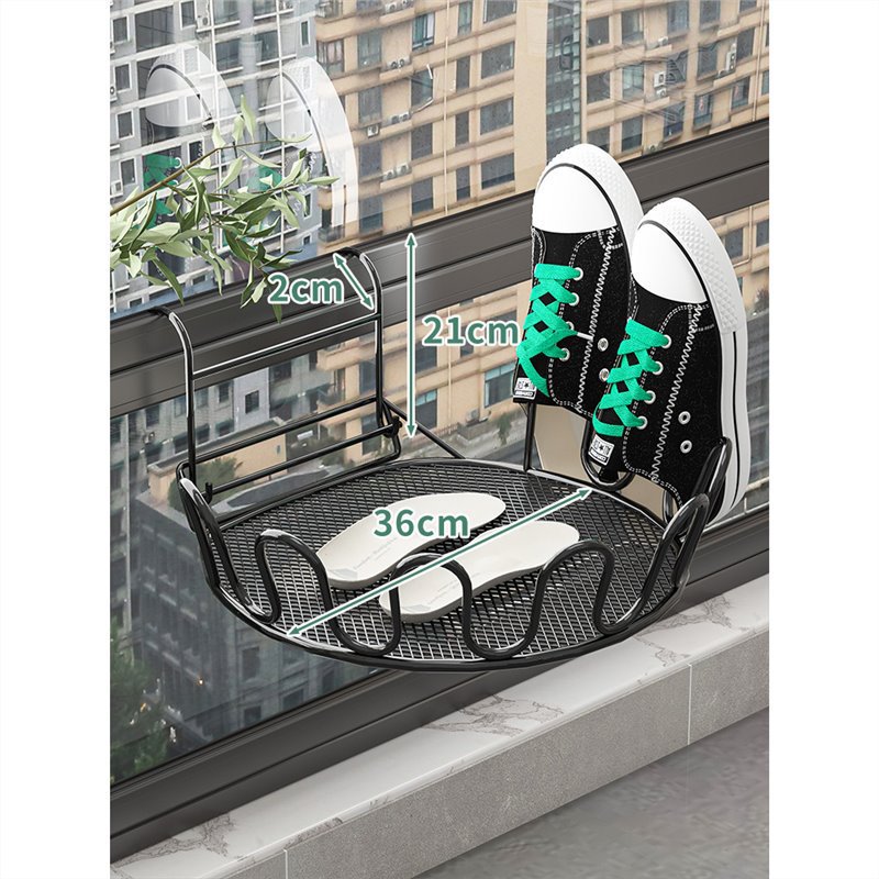 Balcón estante de secado de zapatos artefacto anti-robo ventana barandilla ventana estante de secado ventana alféizar sandalias de secado al aire libre