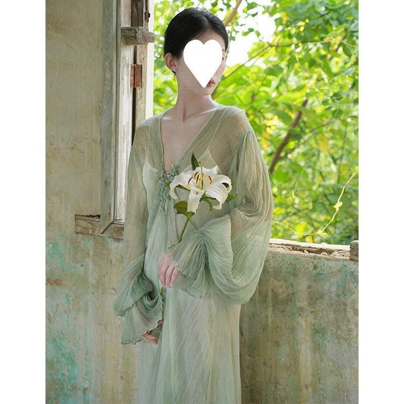 Новое летнее и осеннее китайское стильное платье в стиле дзен, женское элитное нишевое шикарное длинное платье феи, горячая распродажа