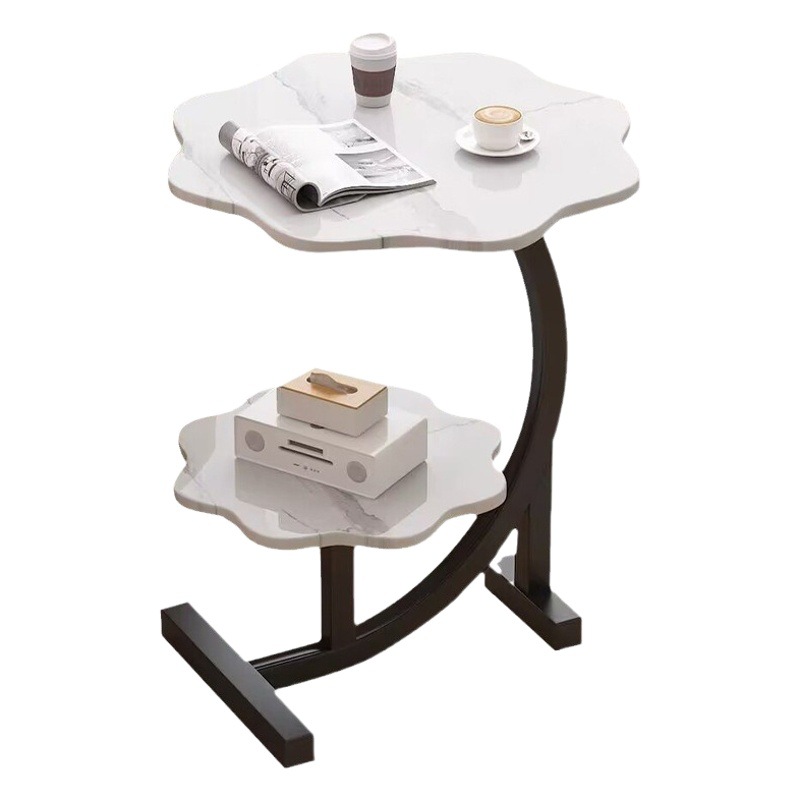 Mesa auxiliar de sofá de doble capa | Diseño moderno con espacio de almacenamiento | Ideal para sala o balcón