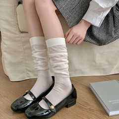 小腿襪子女ins日系芭蕾風jk堆堆襪春夏季薄款透氣百搭純色長筒襪