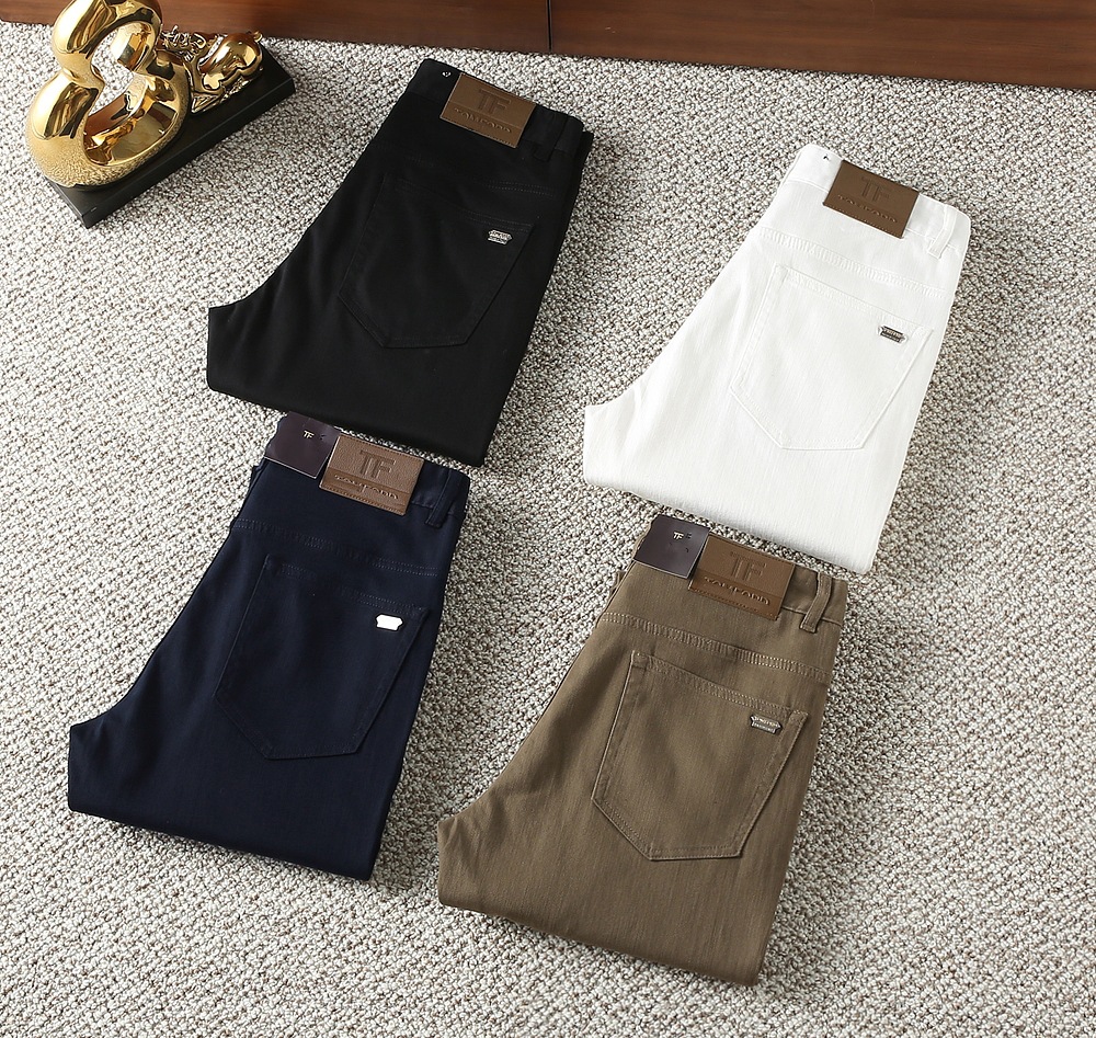 Tf Classy Brand Men's Casual Pants Autumn and Winter New Small Straight Slim Pure Color Business Casual Men's Pants