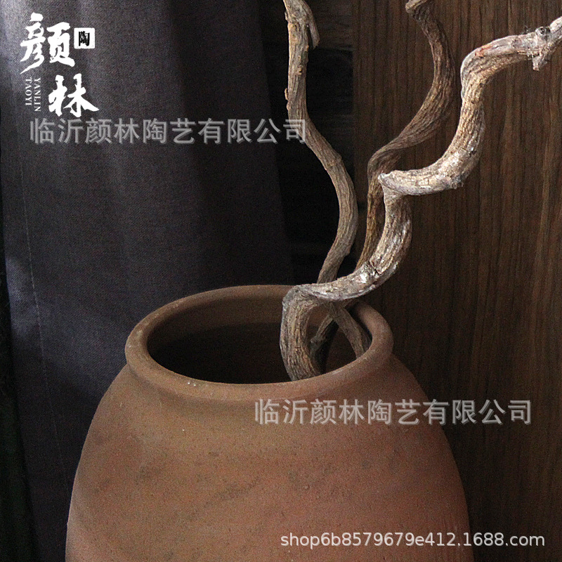 Decoración de cerámica gruesa de Weng Jar hace viejas vasijas de cerámica retro combinación de vasijas de tierra Zen antiguo arte chino viejas vasijas