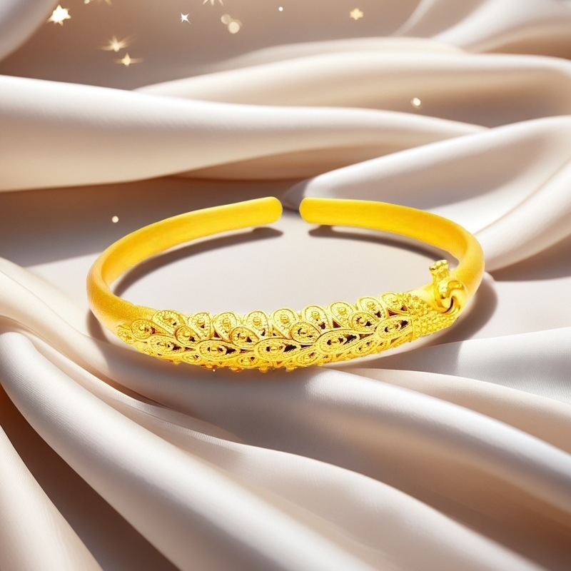 Net Red Factory Outlet Zinc Alloy Gold Plated Silver Peacock Bracelet Women's Bride Wedding Shajin Two Worlds Bracelet