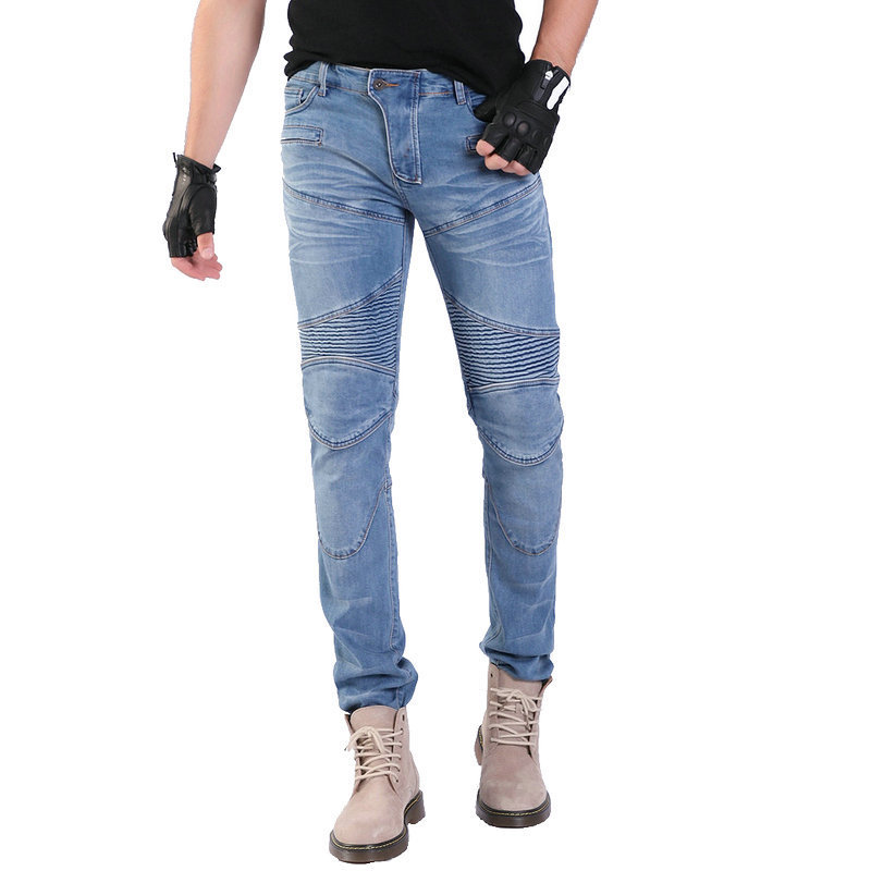 Volero motocicleta carreras casual Slim jeans anti-caída pantalones a través del país motocicleta montar pantalones silicona protección