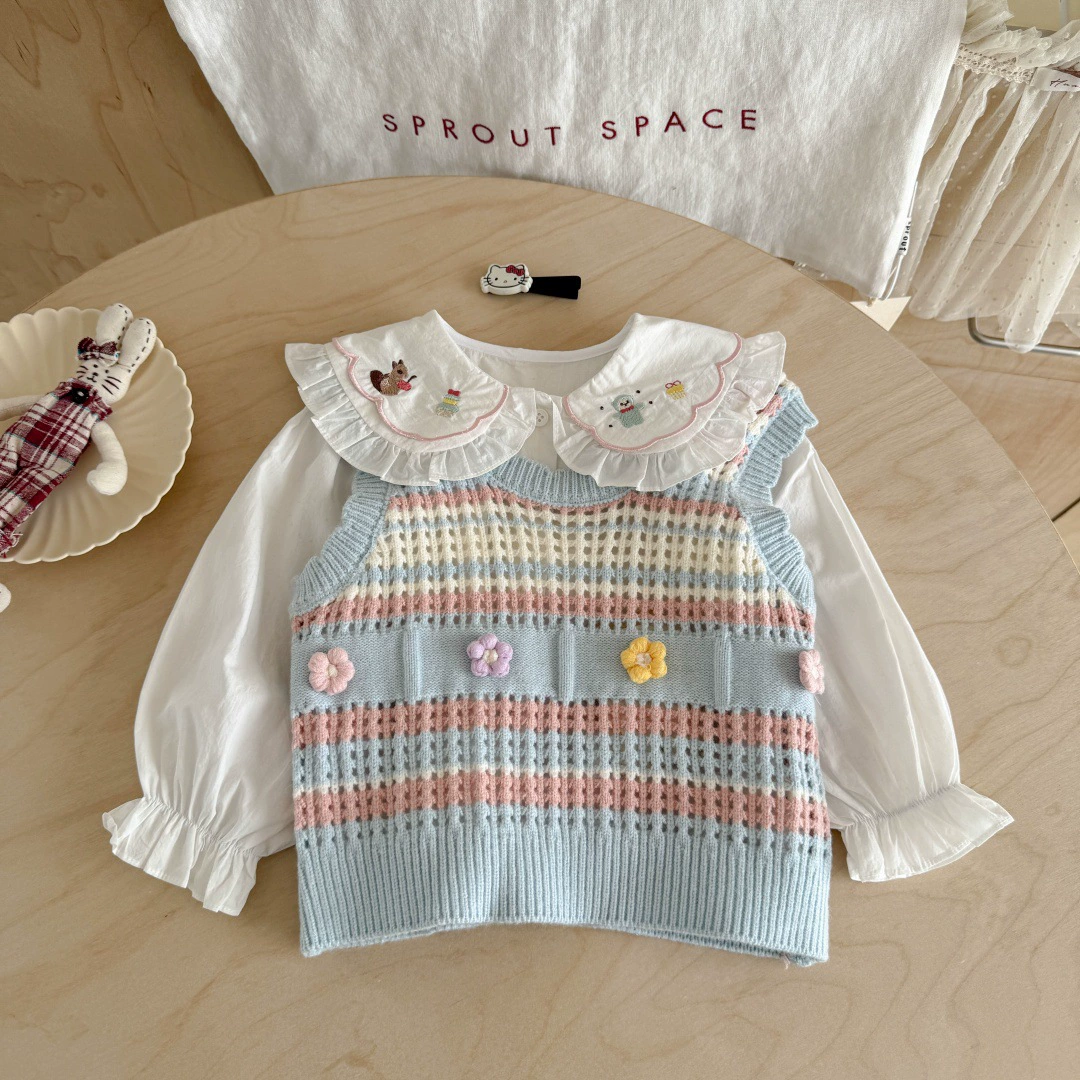 柠里 Autumn set, юбка, детский вязаный свитер, куртка, детская одежда, западный стиль