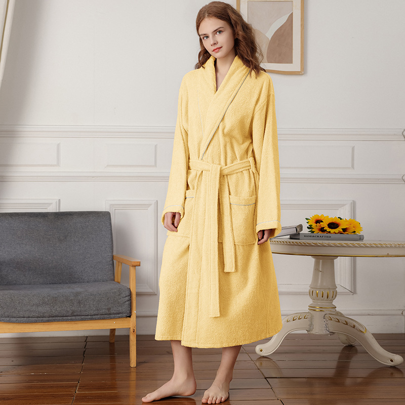 수건 소재 목욕 가운 호텔 커플 여성 잠옷 흡수성 목욕 가운 잠옷 긴 국경 아마존 머리카락