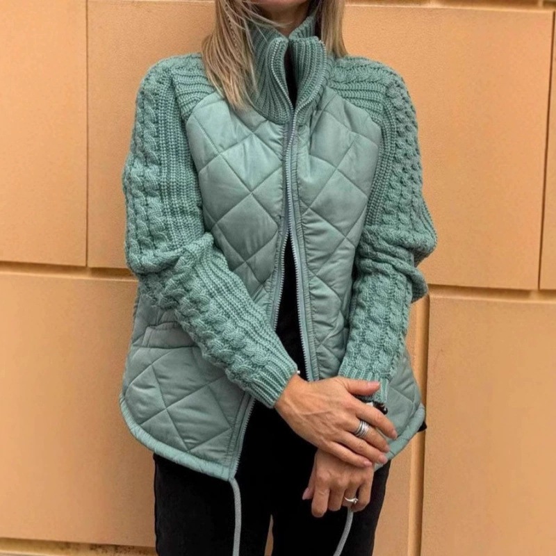 Transfronterizo 2025 otoño y invierno nueva moda europea y americana cardigan con cremallera de manga larga de cuello vertical chaqueta de algodón de mujer ropa de algodón de mujer image 9