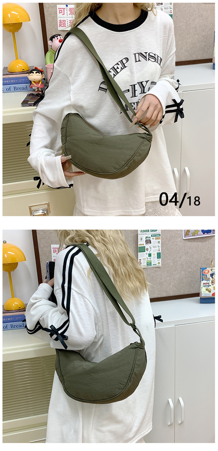 Women's Small Nylon Solid Color Streetwear Sewing Thread Dumpling Shape Zipper Underarm bag 23L display picture 9