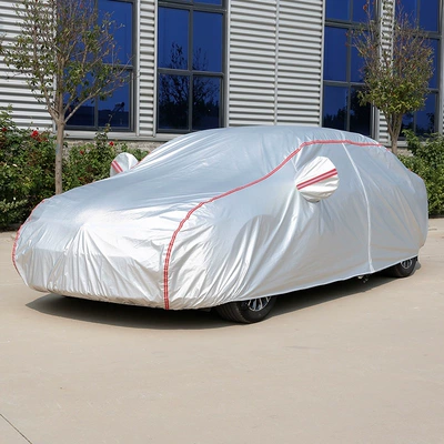 Car clothing — Car Cover, Full Coverage, Rainproof - s-silver-single-layer-oxford-cloth-red-long-reflective-strips