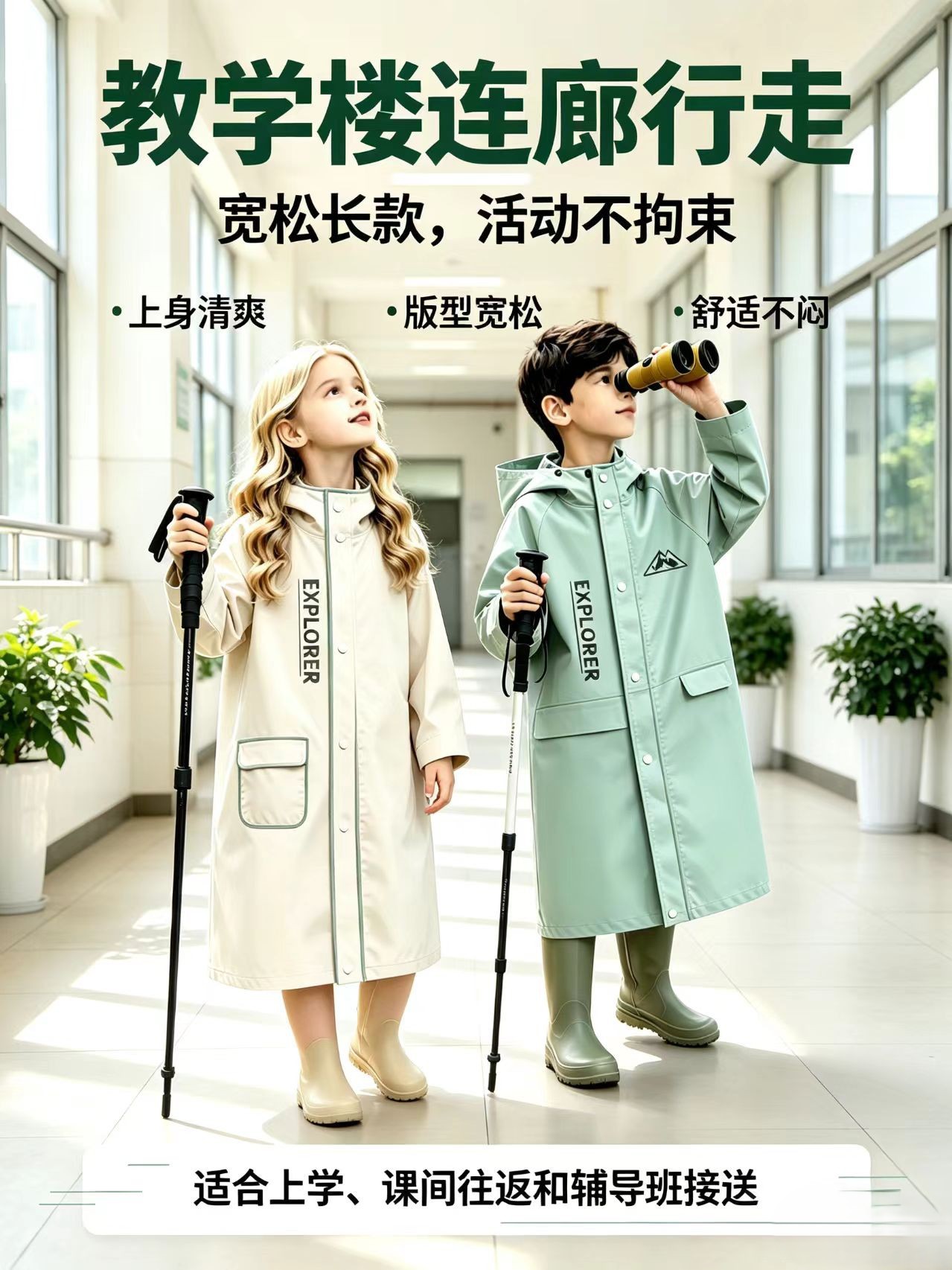 儿童雨衣男孩女孩小学生上学专用长款全身防暴雨带书包位宝宝雨衣