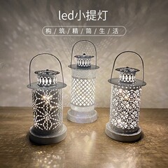 モロッコ創意透かし彫り鉄芸風灯提灯燭台家庭装飾小夜灯led装飾工芸品