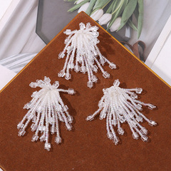 簡約幻彩流蘇水晶方塊花朵diy手工編織串珠髮夾髮飾耳飾材料批發