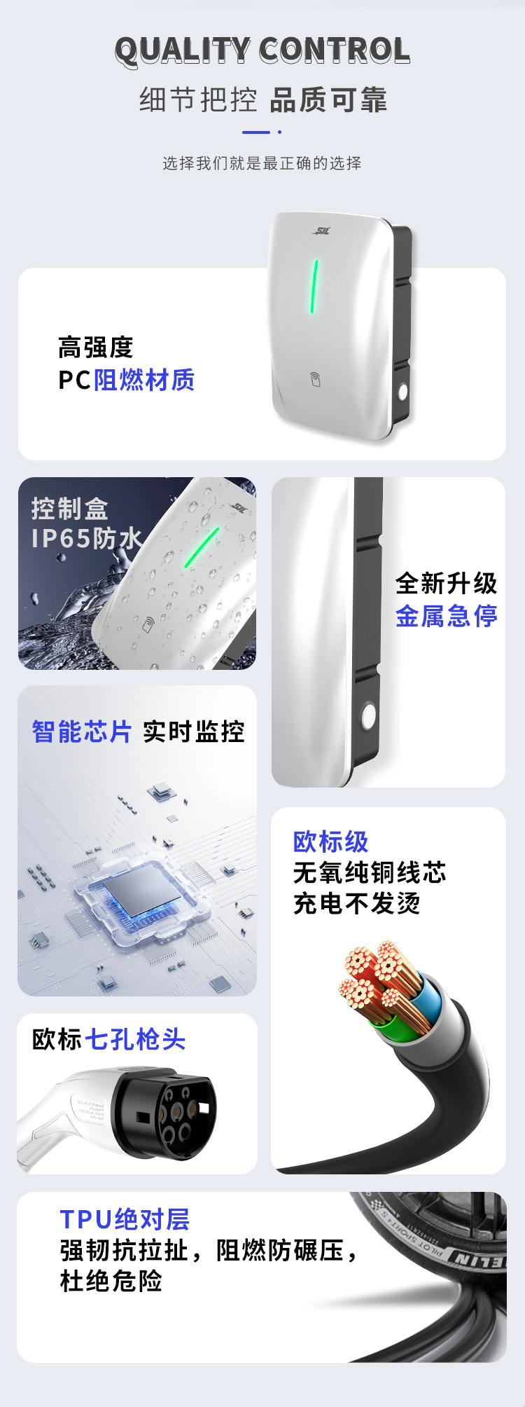 European Standard Type2 Charging Station for Cross-Border Household Use, 7Kw for New Energy Vehicles, American Standard Type1 Ac Fast Charging 22Kw
