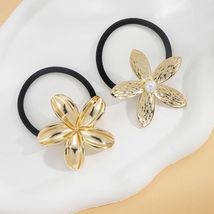Minimalist European and American Style Metal Gold Hair Tie Bun Hair Band High-End Hair Ring Hair Rope