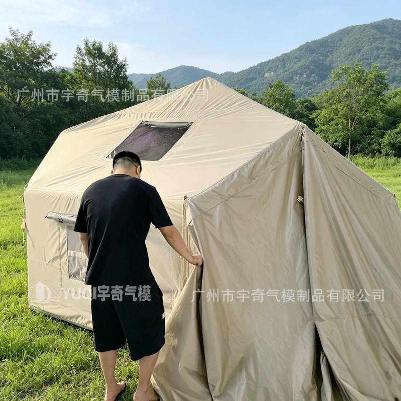 Outdoor Camping Quick-Open Inflatable Tent Travel Portable Oxford Cloth Inflatable Tent Camping Tent with Canopy for Multiple People
