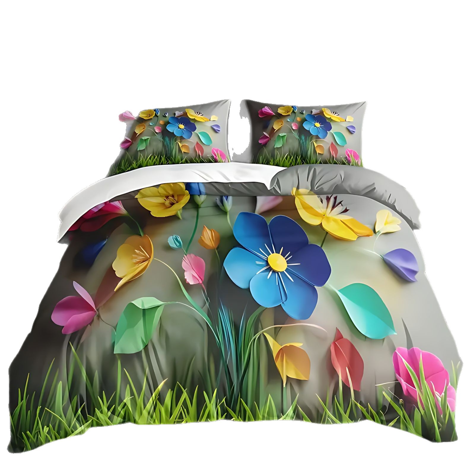 TEMU / JIT visita a casa transfronteriza colorida flor temática suave HD digital impresión kit de edredón