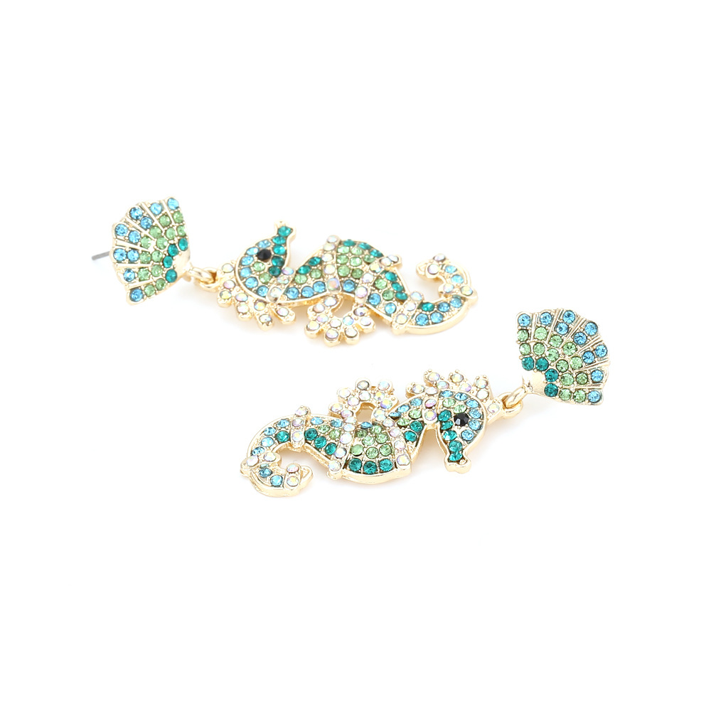 1 Paar Einfacher Stil Hippocampus Überzug Zinklegierung Künstliche Strasssteine Tropfenohrringe display picture 8