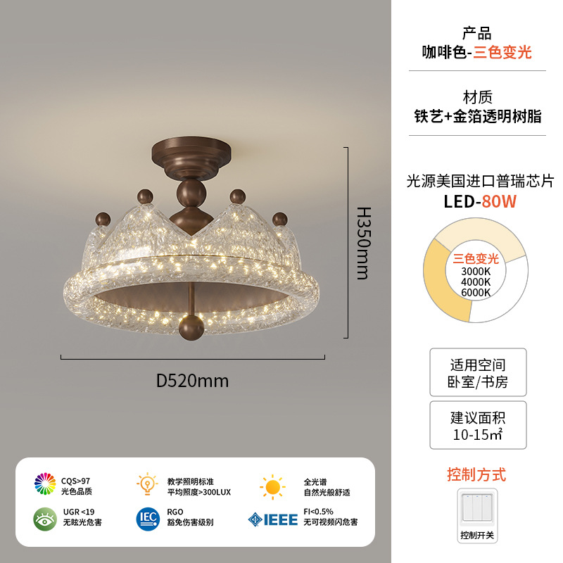 lámpara de dormitorio de oro de corona medieval lámpara de techo francesa retro lámpara de dormitorio principal lámpara de estudio vintage lámpara de princesa lámpara de habitación