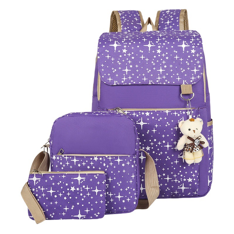 Transfronterizo coreano Colegio viento mochila oso mochila niñas estudiantes de escuela secundaria bolsa de tres piezas logotipo impreso