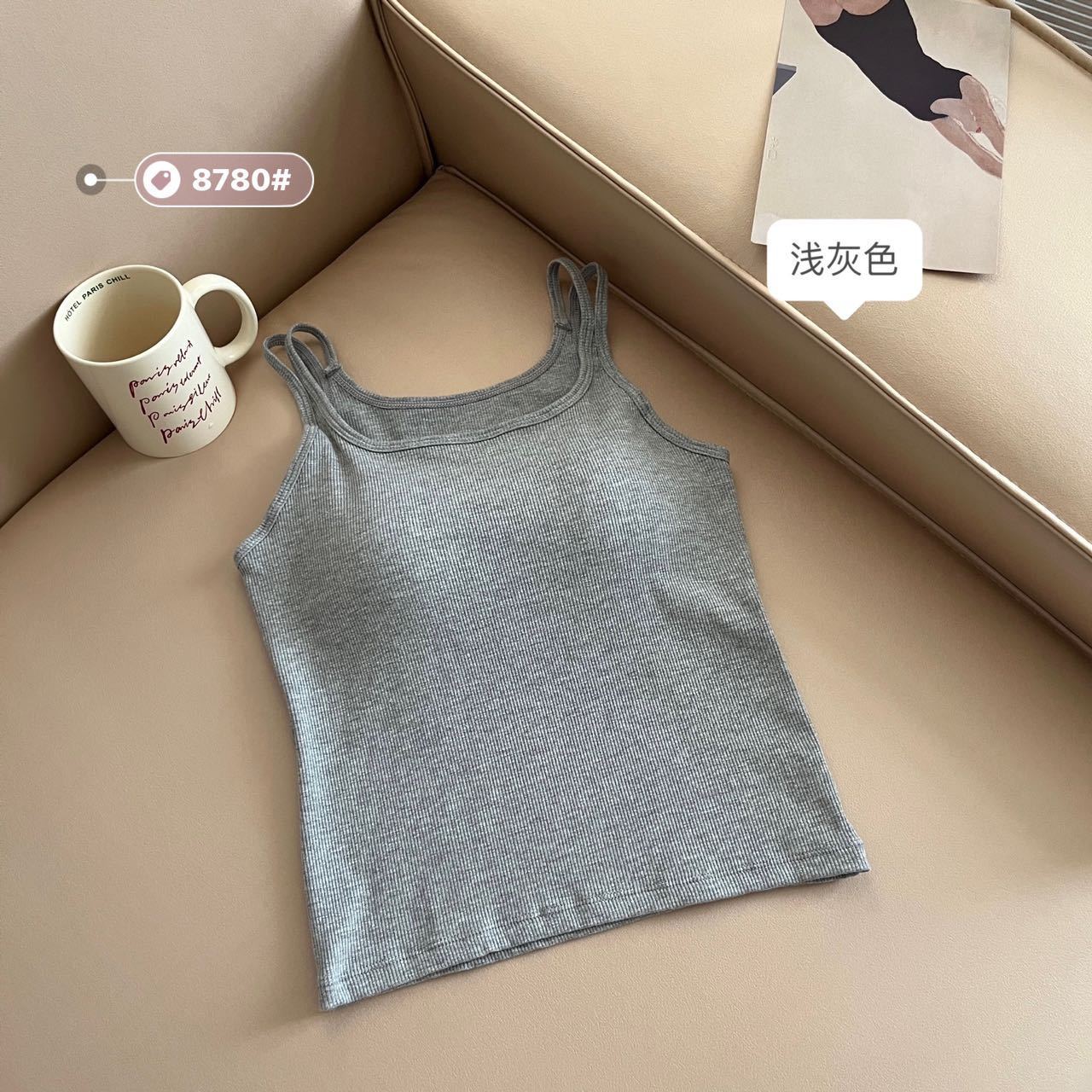 Camisola con espalda roscada hermosa mujer verano sujetador de copa fija ropa interior de una pieza chaleco de fondo de todo fósforo