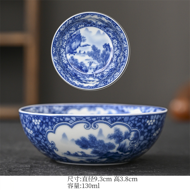 내부 그림 Pu 'er 컵 파란색과 꽃-창 꽃 얼음 매화 풍경
