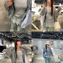 乌77甜美拼接蕾丝吊带内搭女韩版修身显瘦通勤百搭圆领打底上衣夏