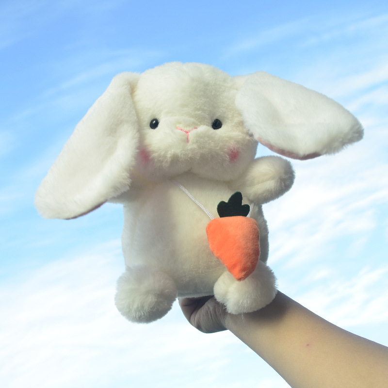 Lindo animal pequeño conejo blanco muñeca conejo de orejas largas rábano conejo de peluche muñeca muñeca niña regalo de cumpleaños al por mayor