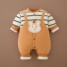 秋冬加棉新生儿衣服连体衣公主风婴儿爬爬服保暖宝宝可爱外出服