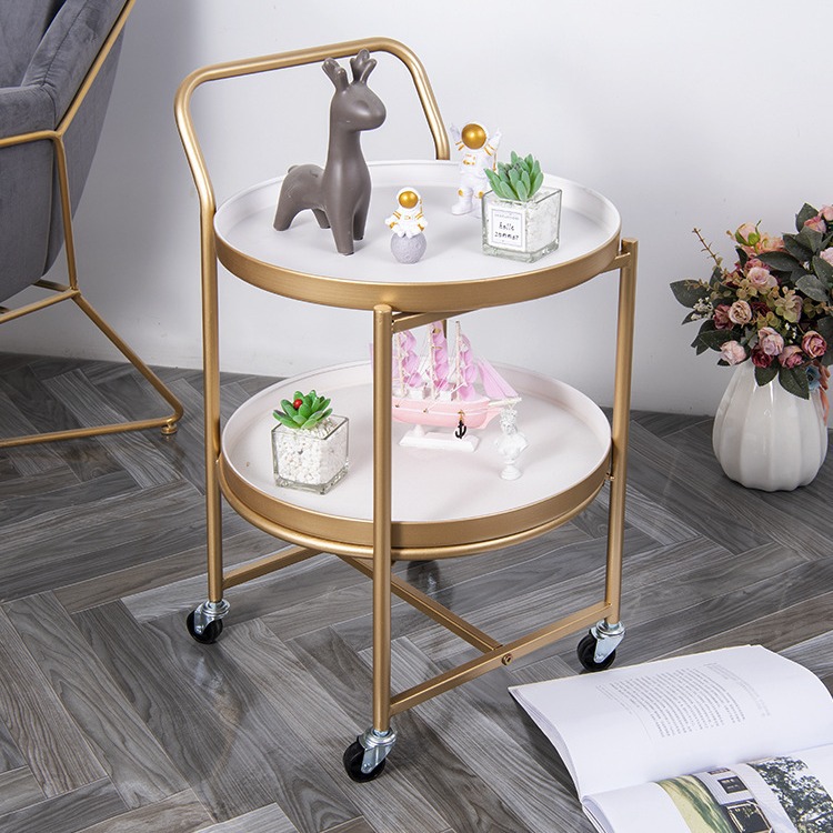 Mesa de centro pequeña móvil nórdica, carro, sofá, mesa lateral con ruedas, esquina de la sala de estar de lujo ligero, mesa de almacenamiento simple junto a la cama