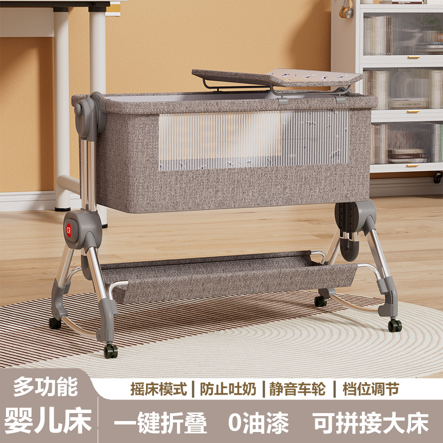 Crib Removable Multi-Functional Baby Bed Foldableable Cradle Bed Bb Bed Newborn Care Table Splicing Large Bed