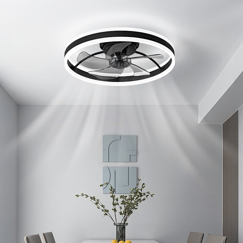 Ventilador de Techo con Luz de Hierro y ABS, Control Remoto, Conversión de Frecuencia, para Sala y Dormitorio