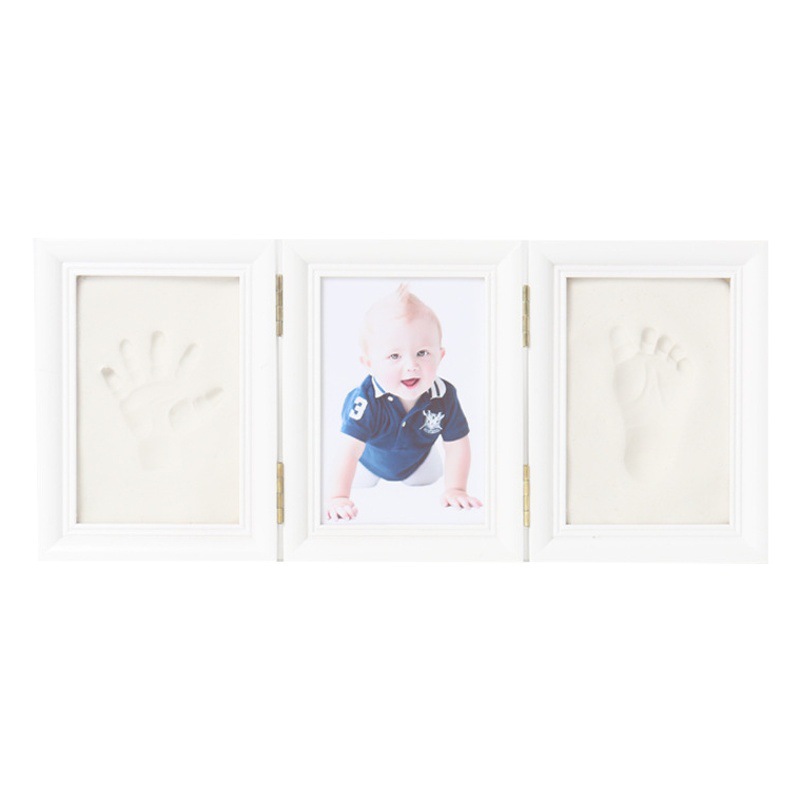 Baby hand print solid wood photo frame 100-year-old baby Full Moon hand and foot print commemorative newborn little feet souvenir
