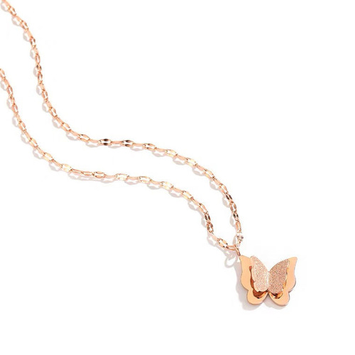Internet celebrity temperament, simple, light and luxurious, double-layer butterfly necklace, female clavicle chain, ins cold style, niche design trend