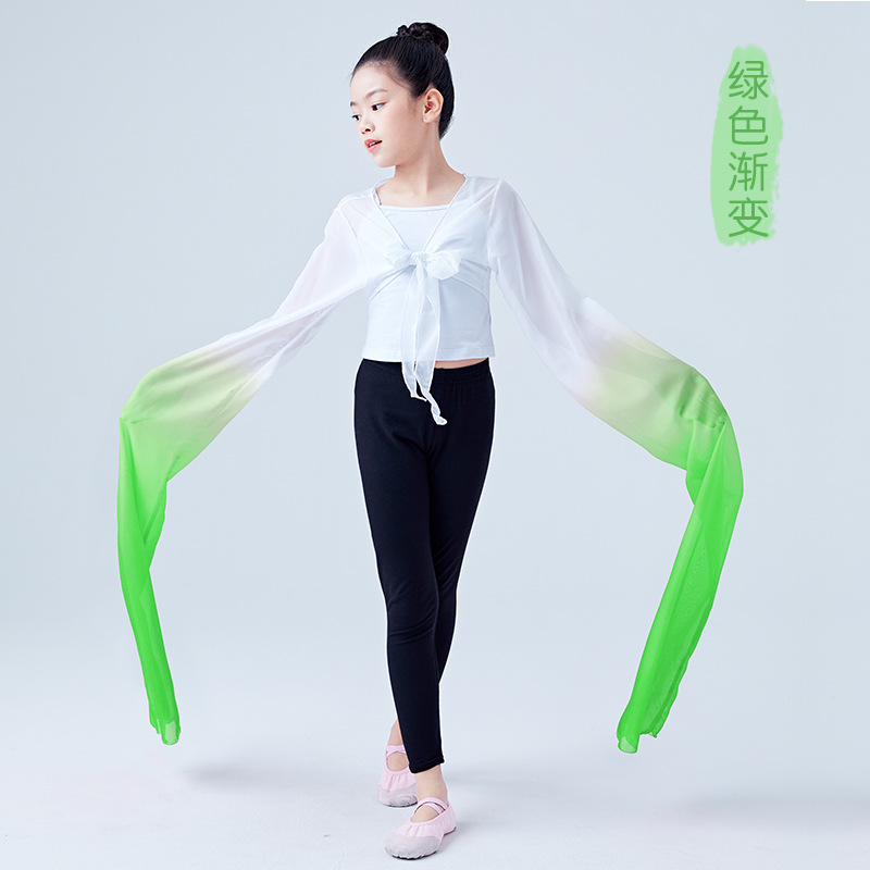 Degradado de color danza clásica Ópera de Pekín danza Xizanga práctica de baile infantil manga de agua superior panghong danza rendimiento swing manga