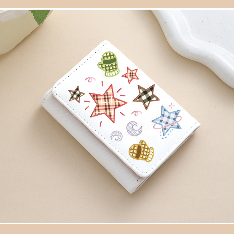 48g Weight Hidden Buckle Closure Type Small Wallets Bags Type 1 Piece Quantity Daily Occasion Pu Leather Material Star Pattern All Seasons Season Women's Gender Cute Style Square Shape Women's Star Pu Leather Hidden Buckle Small Wallets 无