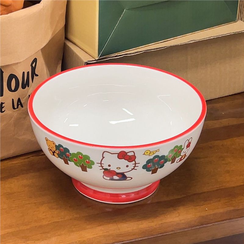 卡通凯蒂陶瓷饭碗高颜值可爱餐具家用泡面碗沙拉碗拉面碗高脚碗
