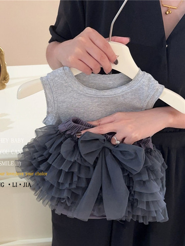 Baby girl fart skirt summer new style foreign style girl tutu dress pp pants girl princess dress convex mesh dress