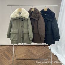 25韩国冬季新款仿羊羔毛90羽绒服女装加绒夹克派克服加厚女装外套