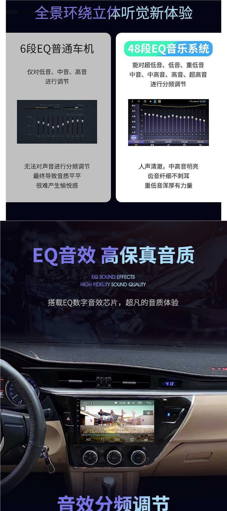 Suitable for Toyota 14 15 16 17 18 Corolla and Levin Central Control Large Screen Android Navigation Reversing Image One
