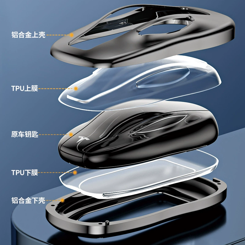 Подходящий чехол для ключей Tesla MODELS/Y чехол для ключей модель 3 из алюминиевого сплава, полный набор чехол с пряжкой