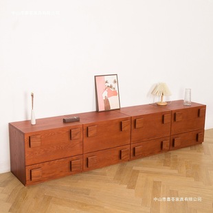 Medieval Style Tv Cabinet Card Door Cabinet Bedside Table Living Room Home Combination Retro Style Solid Wood Storage Floor-Standing Card Door Cabinet