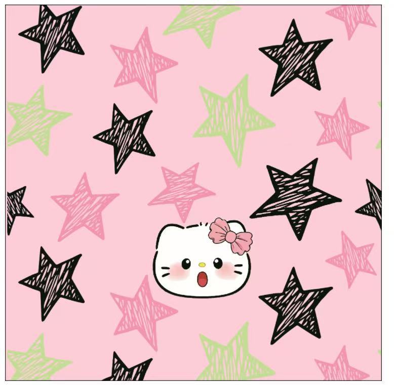 Cachecol quadrado preto com estrela e gatinho nº 65 (C05-56)