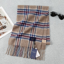 澳洲100%羊毛围巾秋冬季苏格兰格子保暖加厚羊羔绒wool围脖男女款